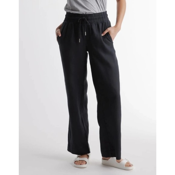 100% European Linen Wide Leg Pant NWT Large Black - Picture 2 of 8